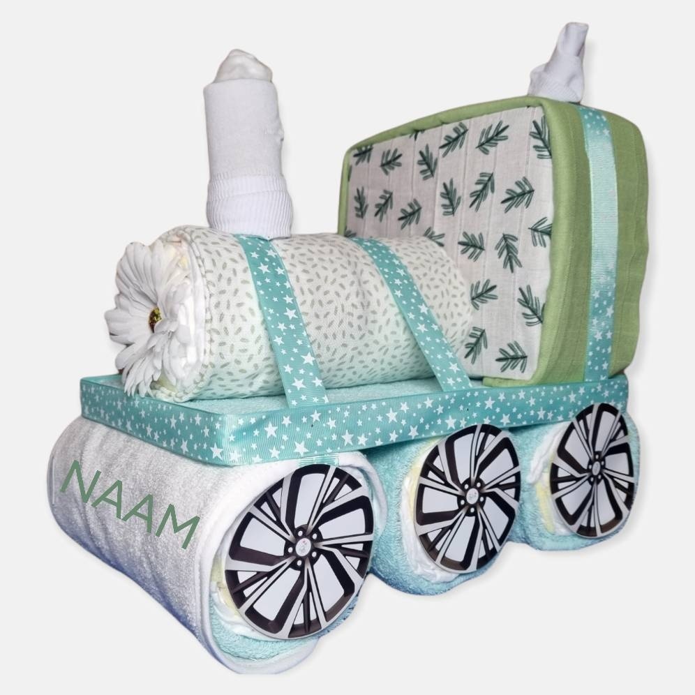 Train Diaper Cake Mint
